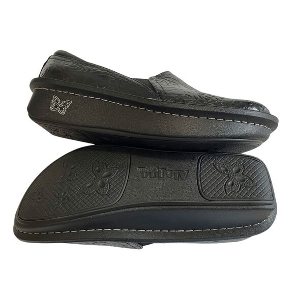 Alegria Debra Clog Professional Women EU 38 Black Leather Embossed Rose Shoes - Picture 7 of 7